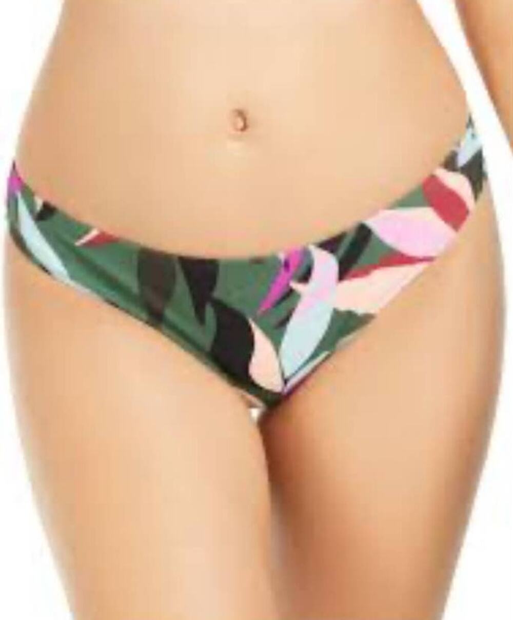 Hula Honey Olive Low rise Tropical Print Hipster Bikini Bottoms - L